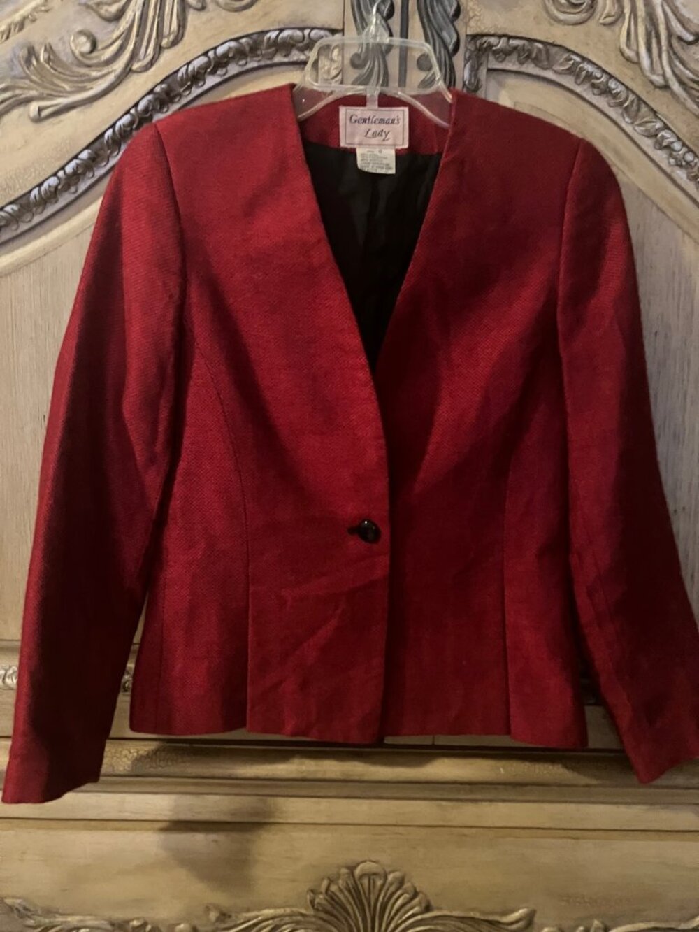 GENTLEMAN'S LADY - Tailored Look - Bright Red / Black Tweed Jacket - Size 0